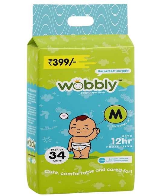 Wobbly Baby Diaper Size - Medium - 34 PCS